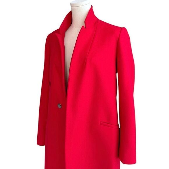 ZARA BASIC NWOT wool mix coat in Red Size M - Picture 1 of 9